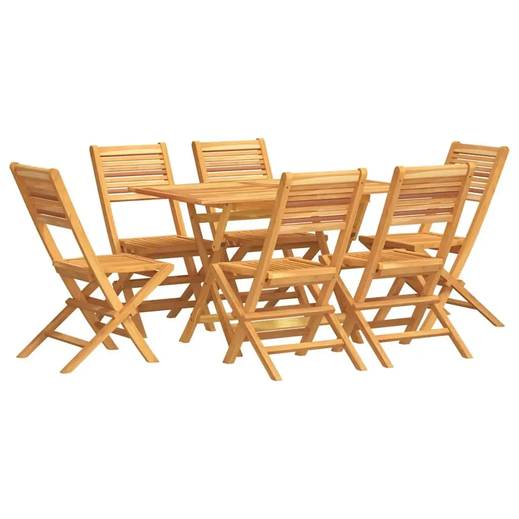 Garden Dining Set Brown 7 Piece Outdoor Furniture Teak Wood Foldable