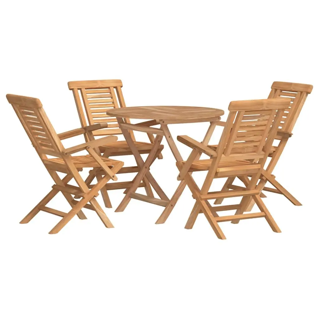Garden Dining Set 5 Piece Outdoor Furniture Folding Table Chairs Brown Wood