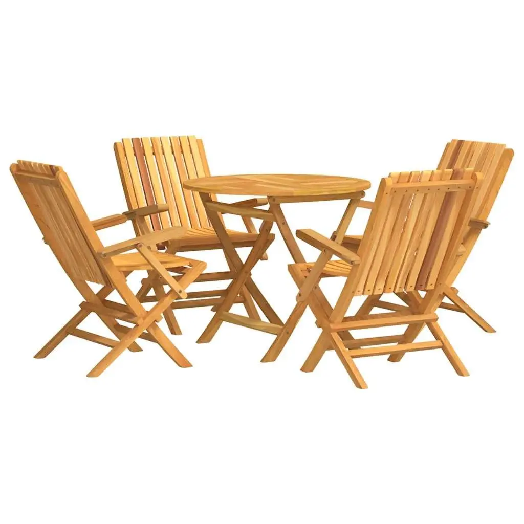 5-Piece Garden Dining Set with Folding Teak Chairs