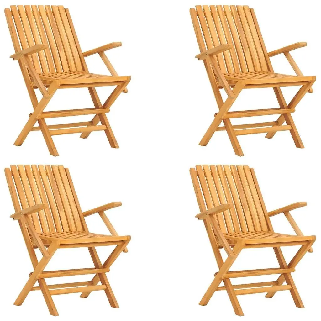 5-Piece Garden Dining Set with Folding Teak Chairs
