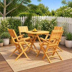 Compact Teak Wood Garden Dining Set for Efficient Use