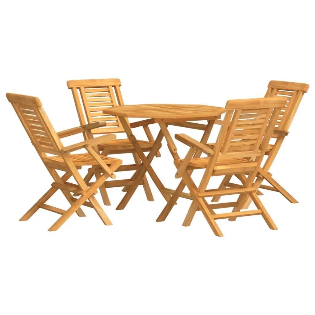 Garden Dining Set 5 Piece Outdoor Furniture Teak Wood Table Chairs Foldable