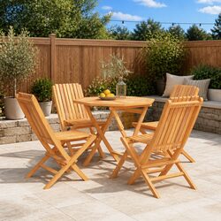 Compact 5 Piece Teak Wood Dining Set for Outdoors