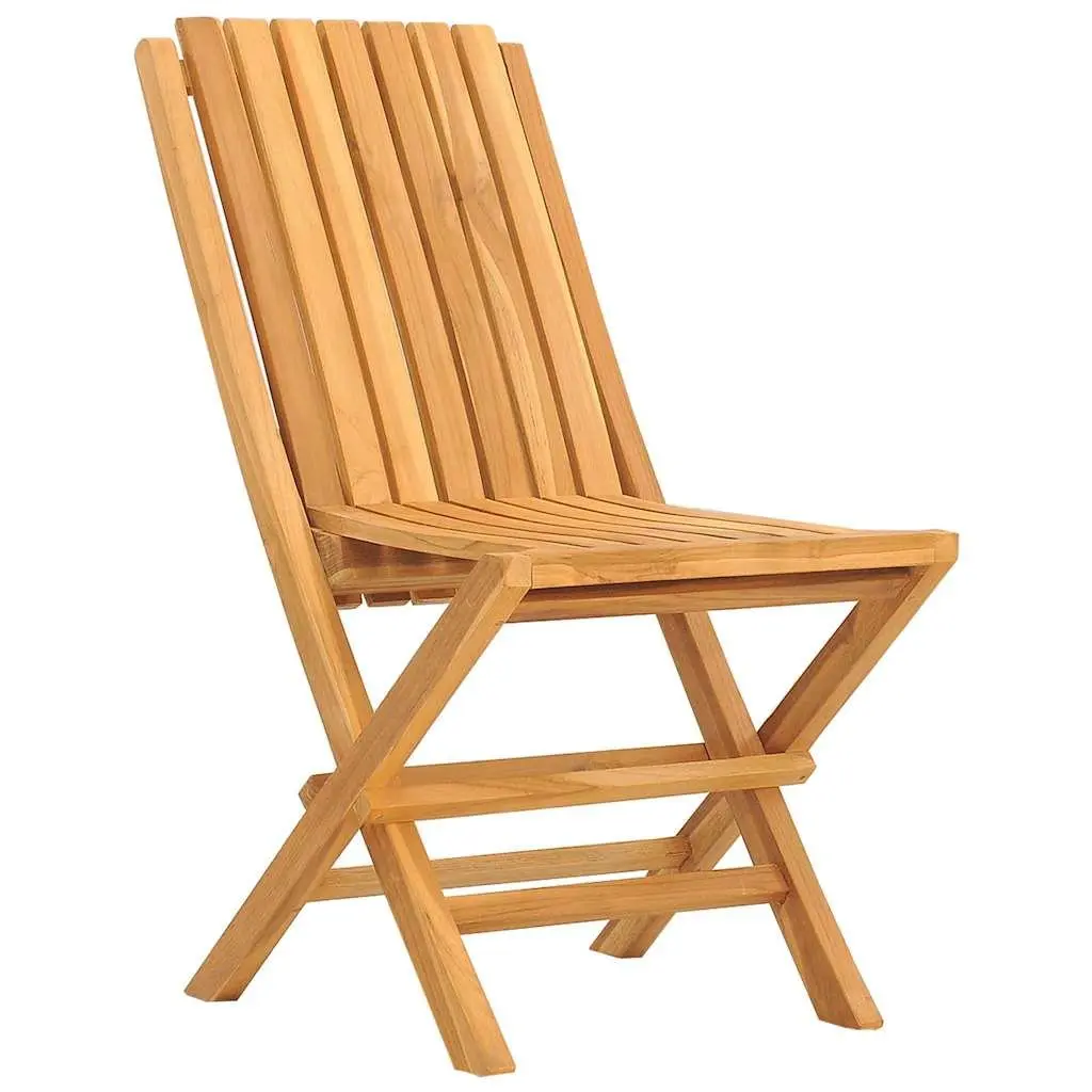 5 Piece Garden Dining Set Outdoor Table Chairs Teak Wood Brown Furniture