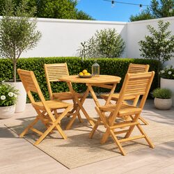 Compact 5 Piece Garden Dining Set with Parasol Hole