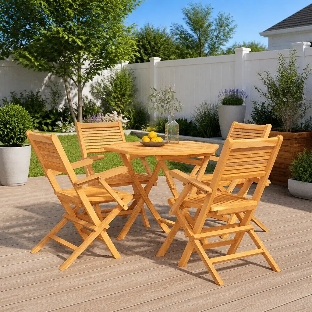 5-Piece Wooden Dining Set for Outdoor Enjoyment