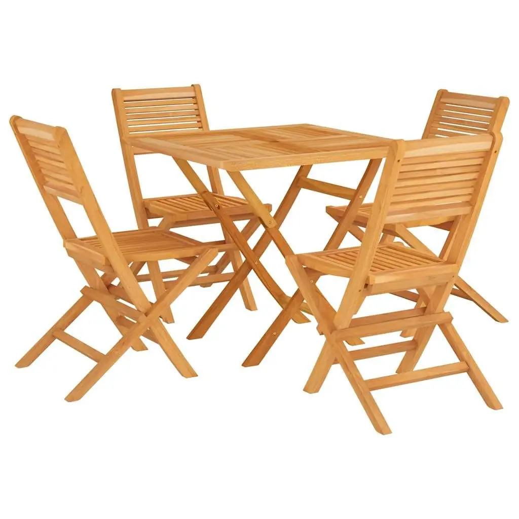 Garden Dining Set 5 Piece Outdoor Furniture Wooden Table Chairs Foldable Patio