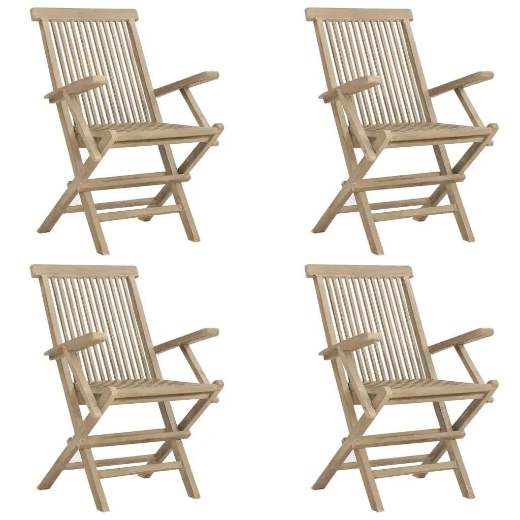 Garden Dining Set 5 Piece Outdoor Furniture Grey Wooden Table Chairs Foldable