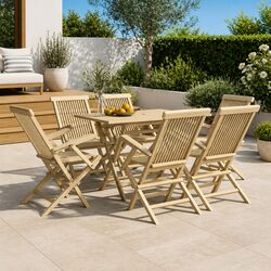 Concise 7 Piece Grey Dining Set in Solid Teak Wood