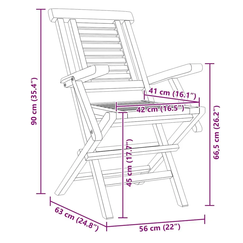 Folding Garden Chairs Brown 8 Piece Wooden Outdoor Seating with Backrest and Armrests