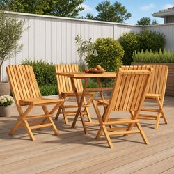Folding Garden Chairs Set 4 pcs Outdoor Seating Solid Wood Slatted Design