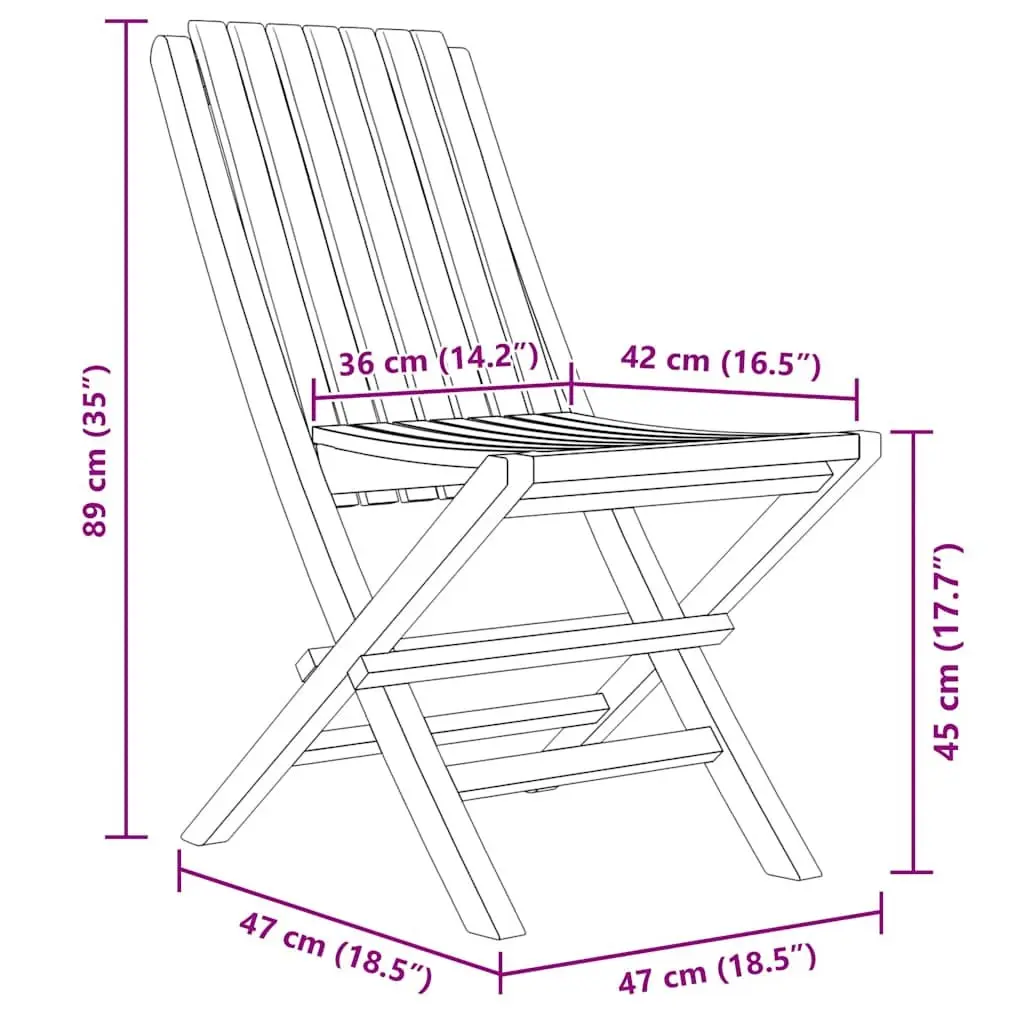 Wooden Folding Garden Chairs Set 6 pcs Outdoor Seating Backrest Slatted Design