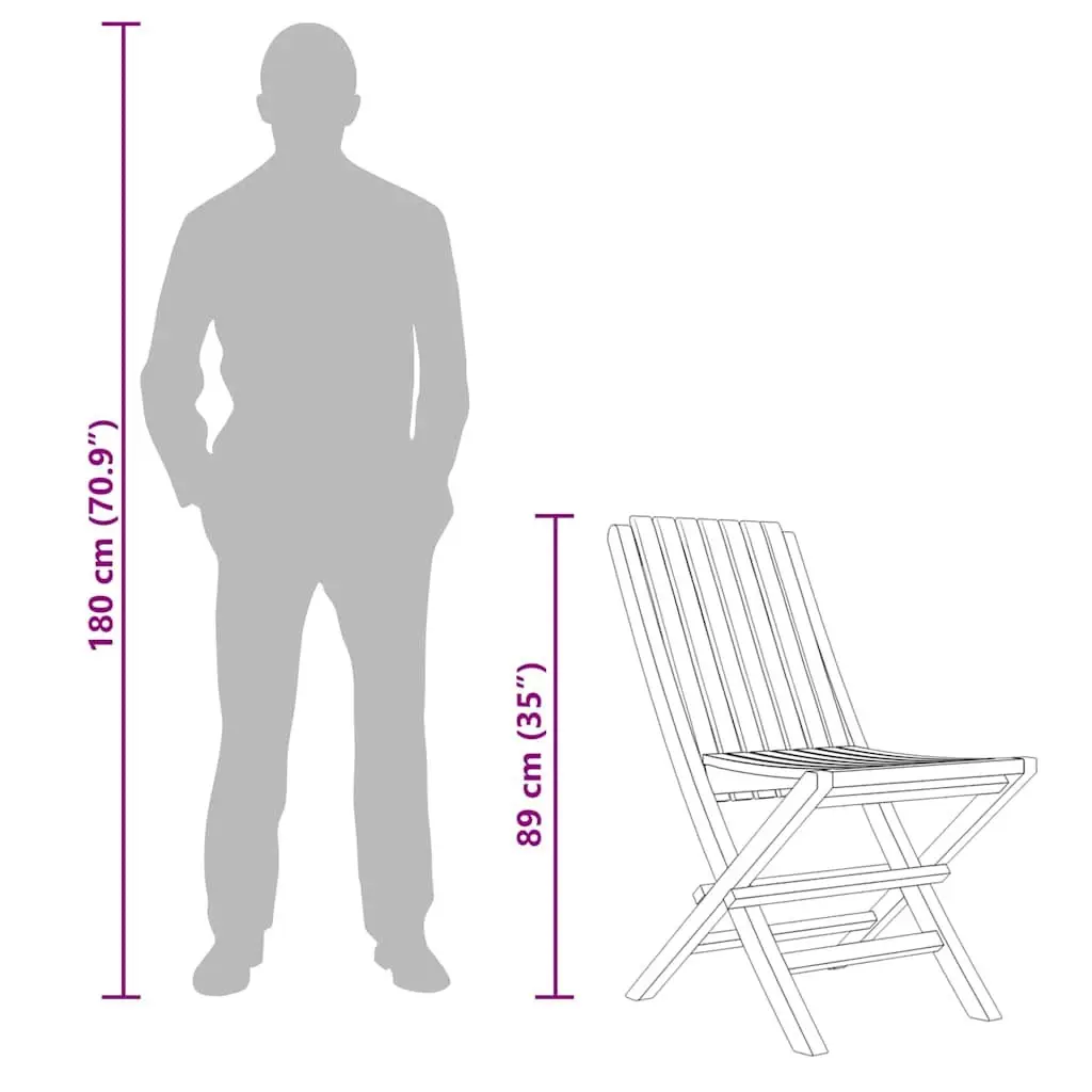 Wooden Folding Garden Chairs Set 6 pcs Outdoor Seating Backrest Slatted Design