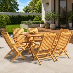 Compact Folding Garden Chairs Set - 6 Stylish Teak Seats
