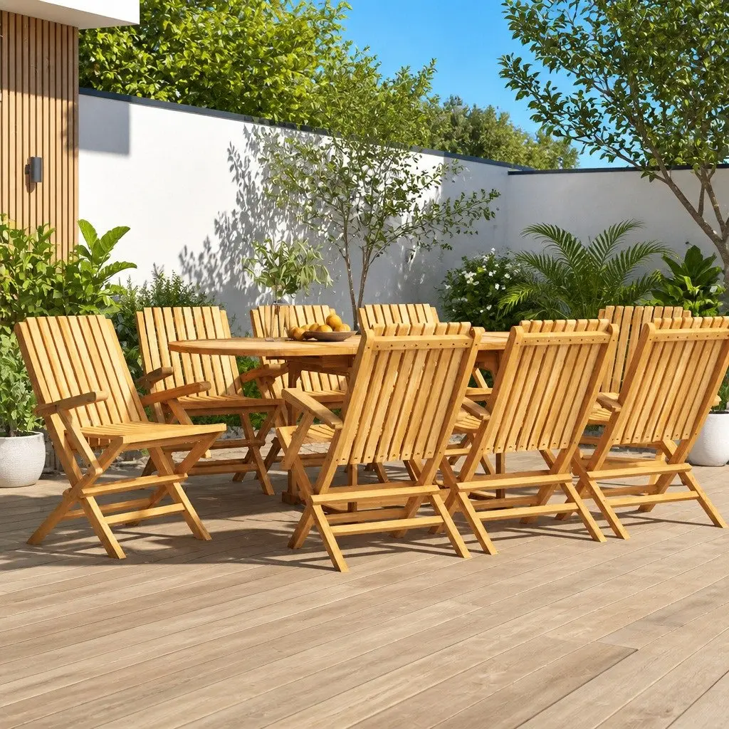 Wooden Folding Garden Chairs Set of 8
