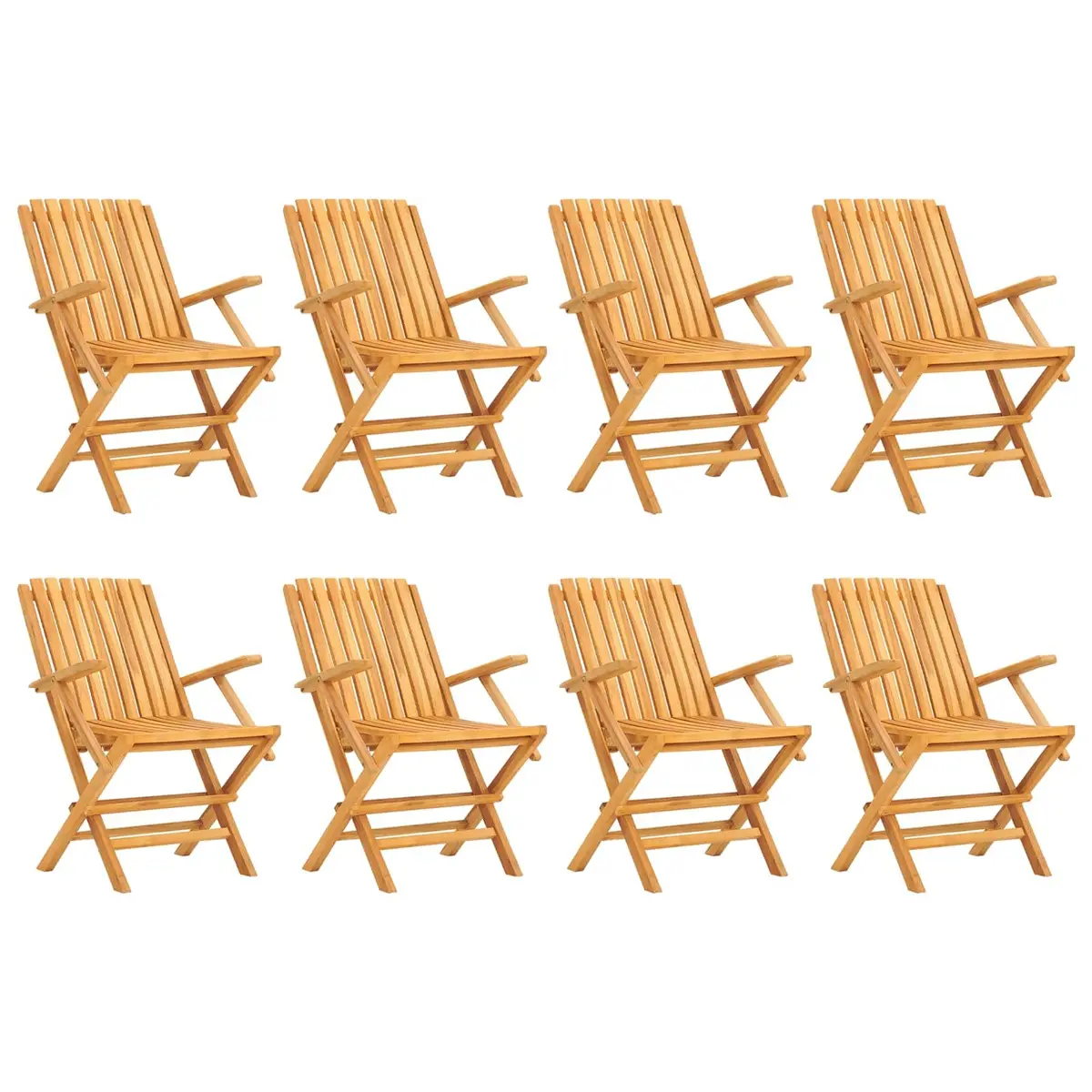 Wooden Folding Garden Chairs Set of 8