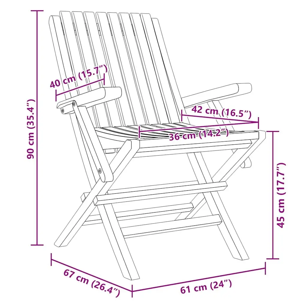 Wooden Folding Garden Chairs Set of 8