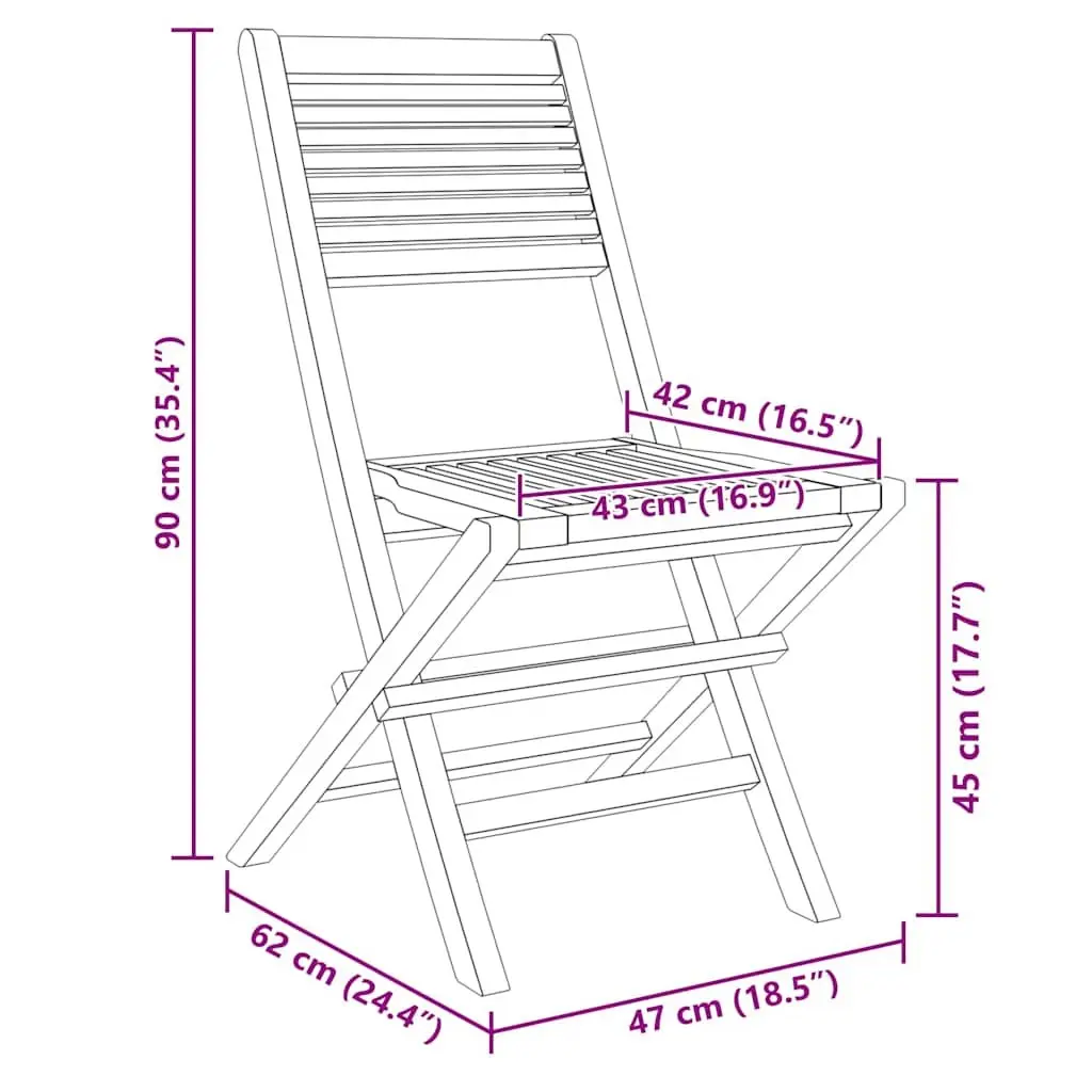 Outdoor Folding Garden Chairs Set of 6 in Teak