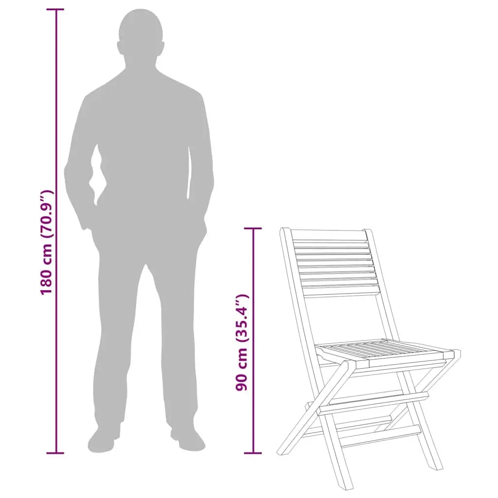 Outdoor Folding Garden Chairs Set of 6 in Teak