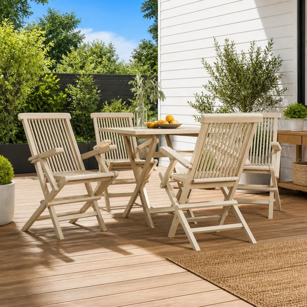 Folding Garden Chairs Grey 56x61x89 cm Solid Wood Set of 4 Outdoor Seating