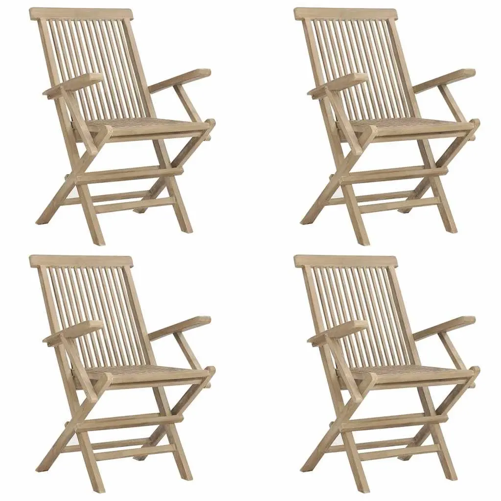 Folding Garden Chairs Grey 56x61x89 cm Solid Wood Set of 4 Outdoor Seating