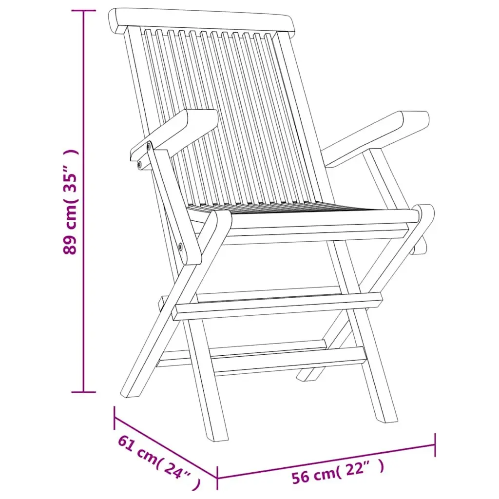 Folding Garden Chairs Grey 56x61x89 cm Solid Wood Set of 4 Outdoor Seating