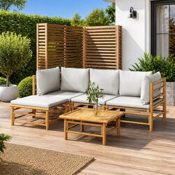 Bamboo Lounge Set: 5-Piece Outdoor Furniture Collection