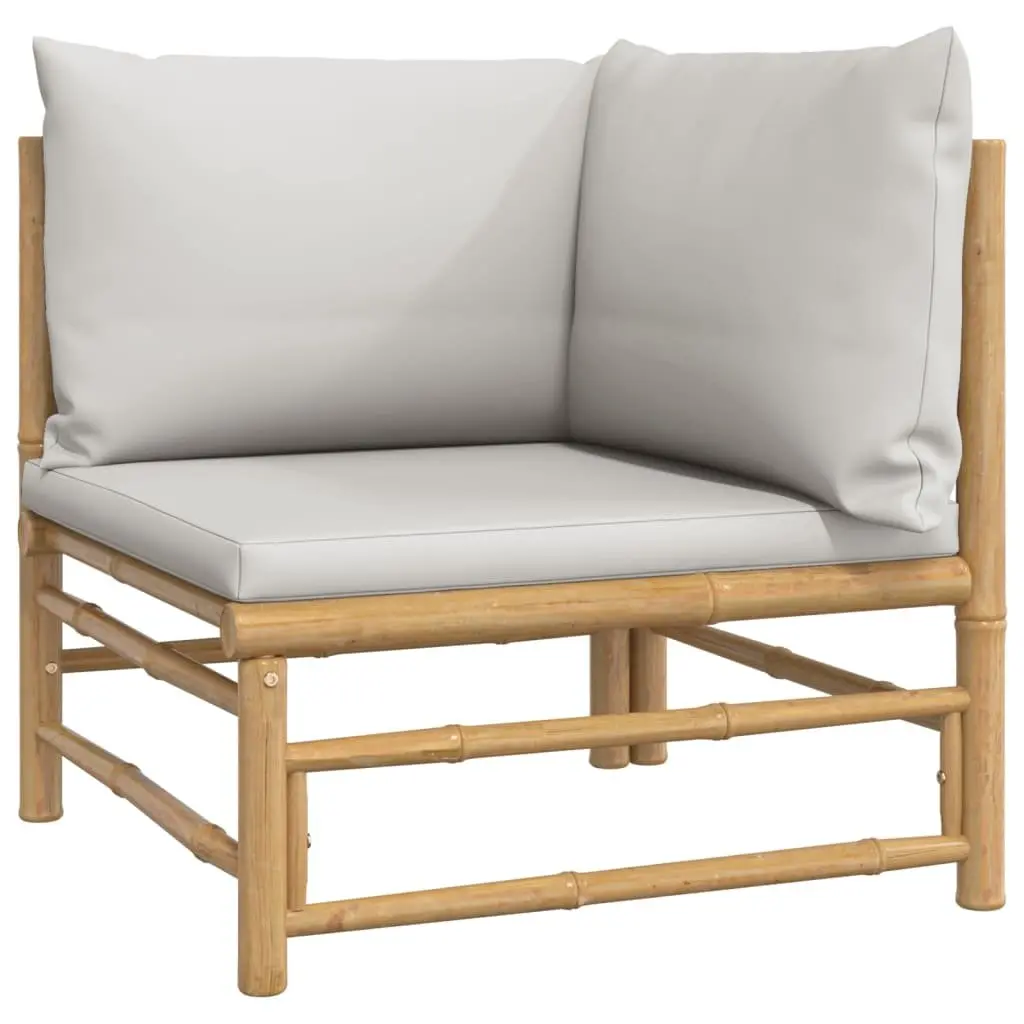 Garden Lounge Set Brown 6 Piece Bamboo Outdoor Furniture Modular with Cushions