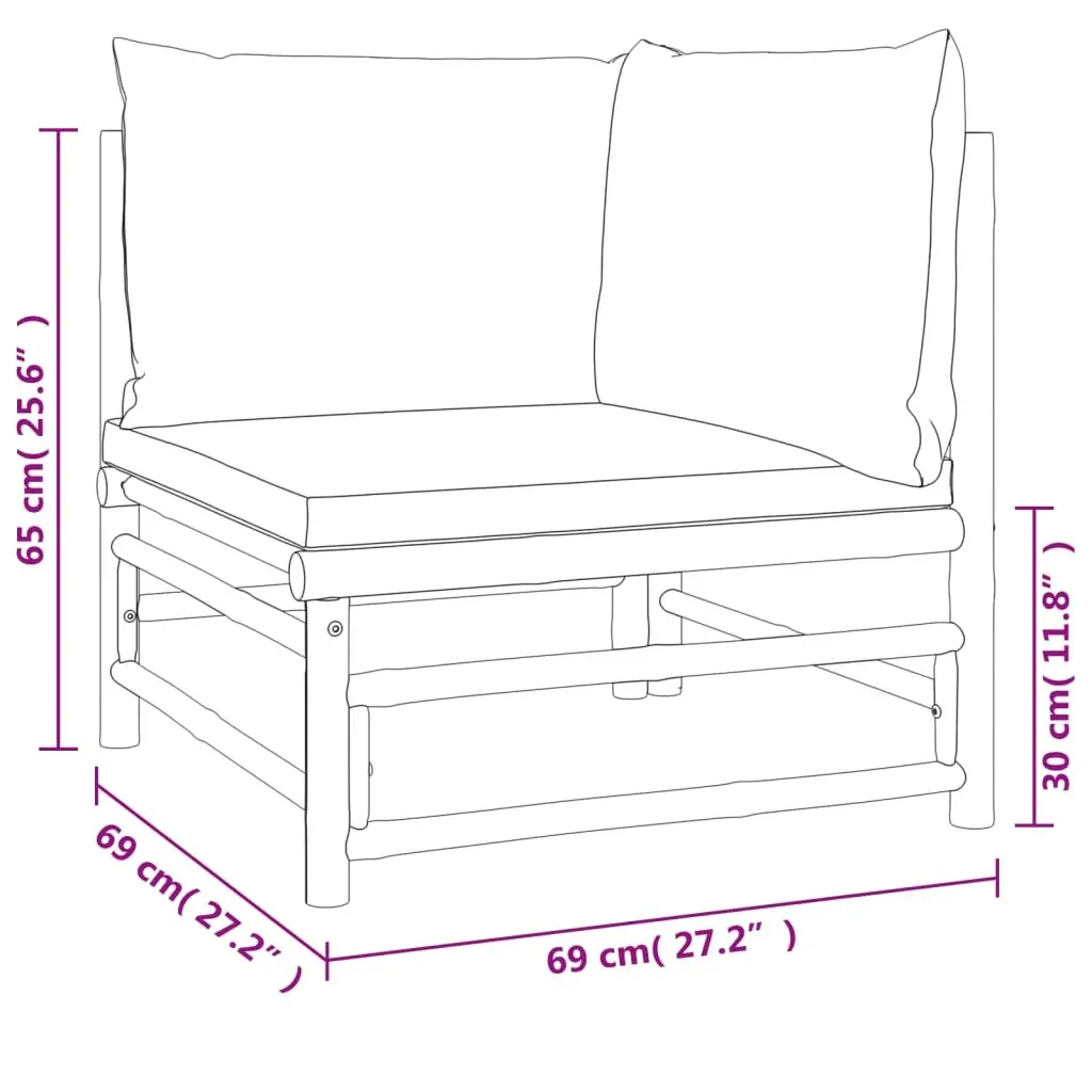 Garden Lounge Set 8 Piece Bamboo Outdoor Furniture with Cushions Brown