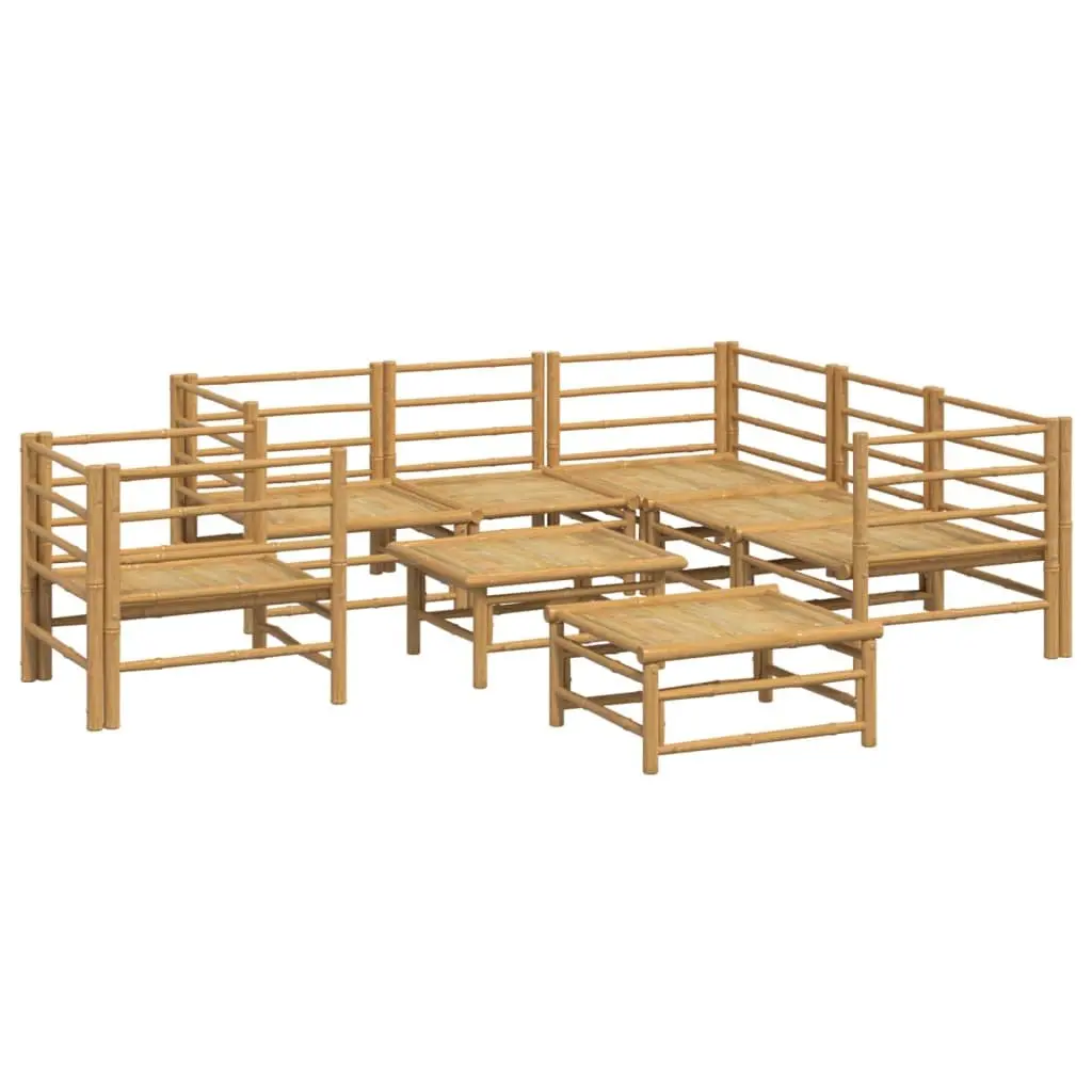 Garden Lounge Set 8 Piece Bamboo Outdoor Furniture with Cushions Brown