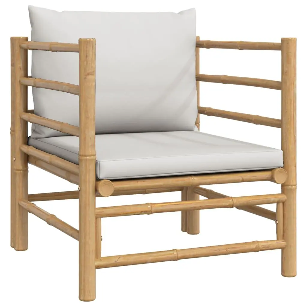 Garden Lounge Set 8 Piece Bamboo Outdoor Furniture with Cushions Brown