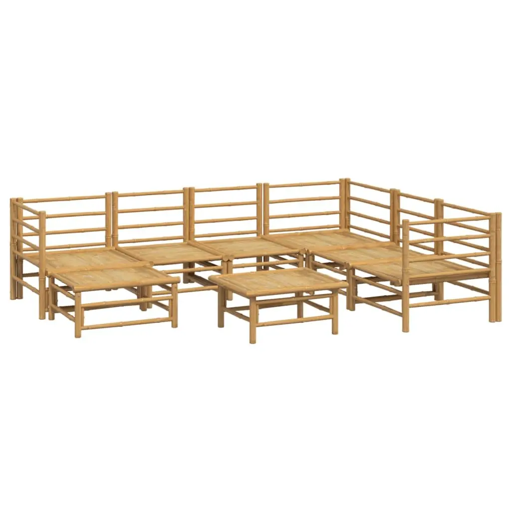 Garden Lounge Set Brown 8 Piece Modular Bamboo Outdoor Furniture with Cushions