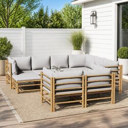 10-Piece Bamboo Outdoor Lounge Set