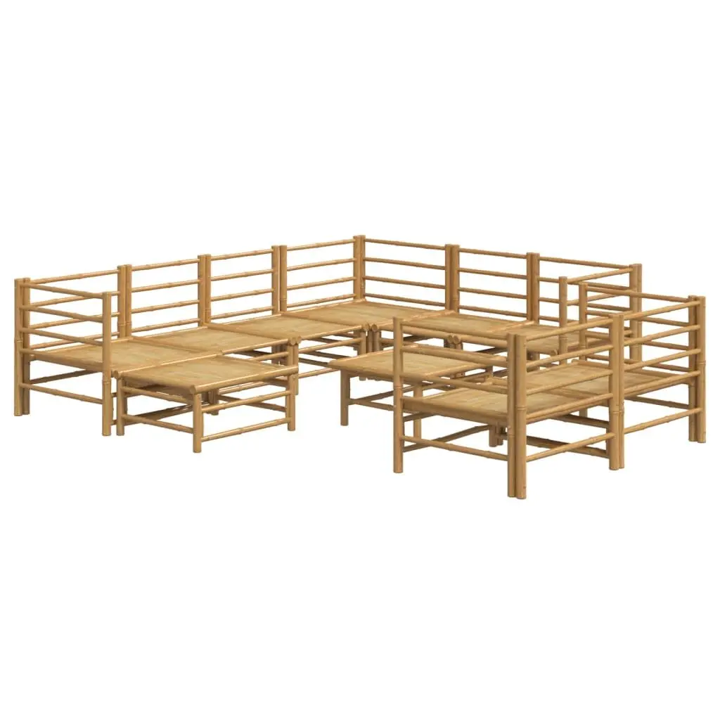 Garden Lounge Set Brown 10 Piece Bamboo Outdoor Furniture with Cushions