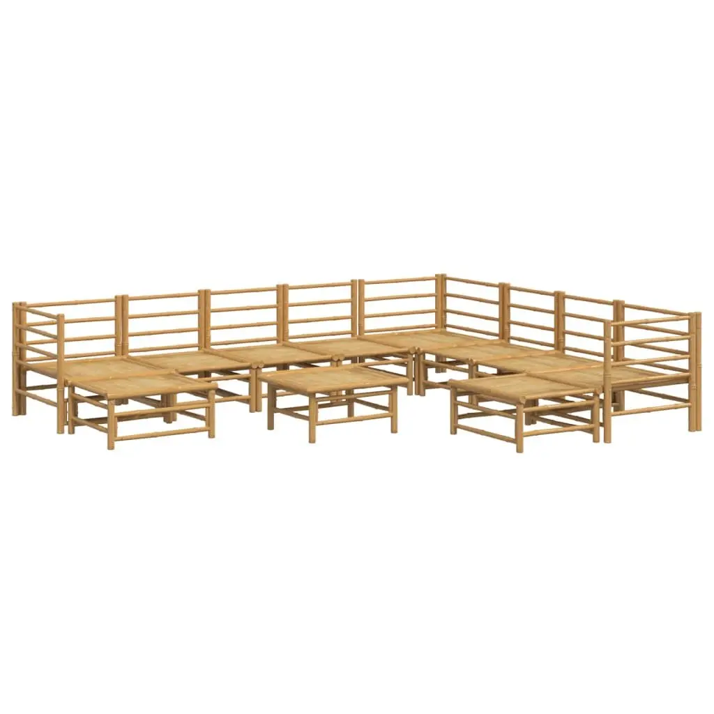 Garden Lounge Set 11 Piece Bamboo Outdoor Furniture with Cushions Brown