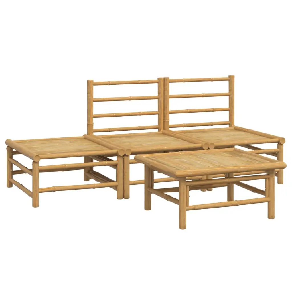 Garden Lounge Set 4 Piece Bamboo Outdoor Furniture with Cushions Brown