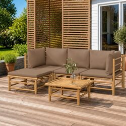 Compact 5-Piece Bamboo Garden Lounge Set for Outdoors