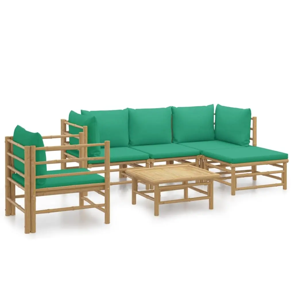 Garden Lounge Set Brown 6 Piece Bamboo Outdoor Furniture with Cushions