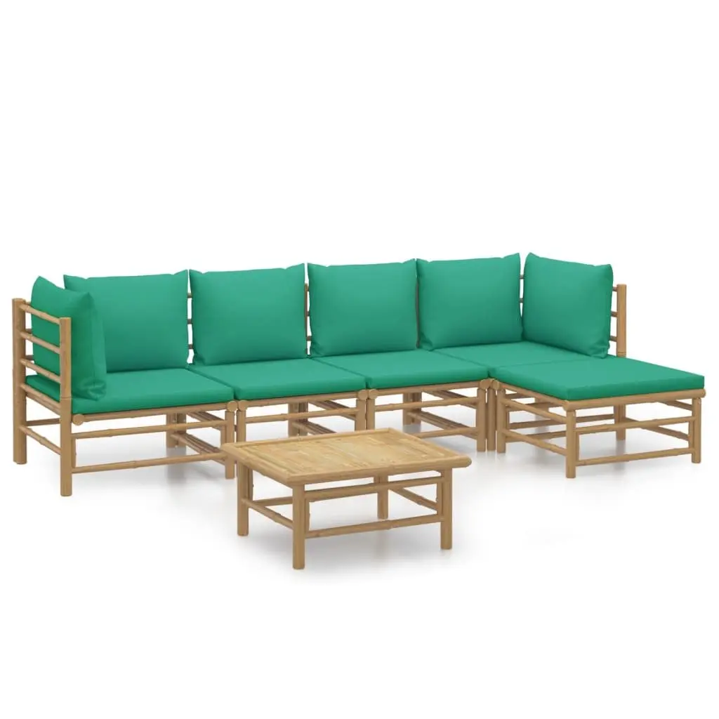 6 Piece Bamboo Garden Lounge Set Outdoor Furniture with Cushions Brown