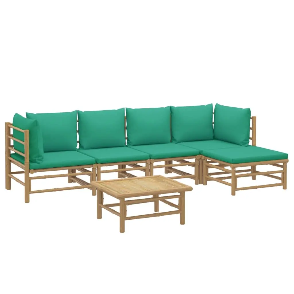 6 Piece Bamboo Garden Lounge Set Outdoor Furniture with Cushions Brown