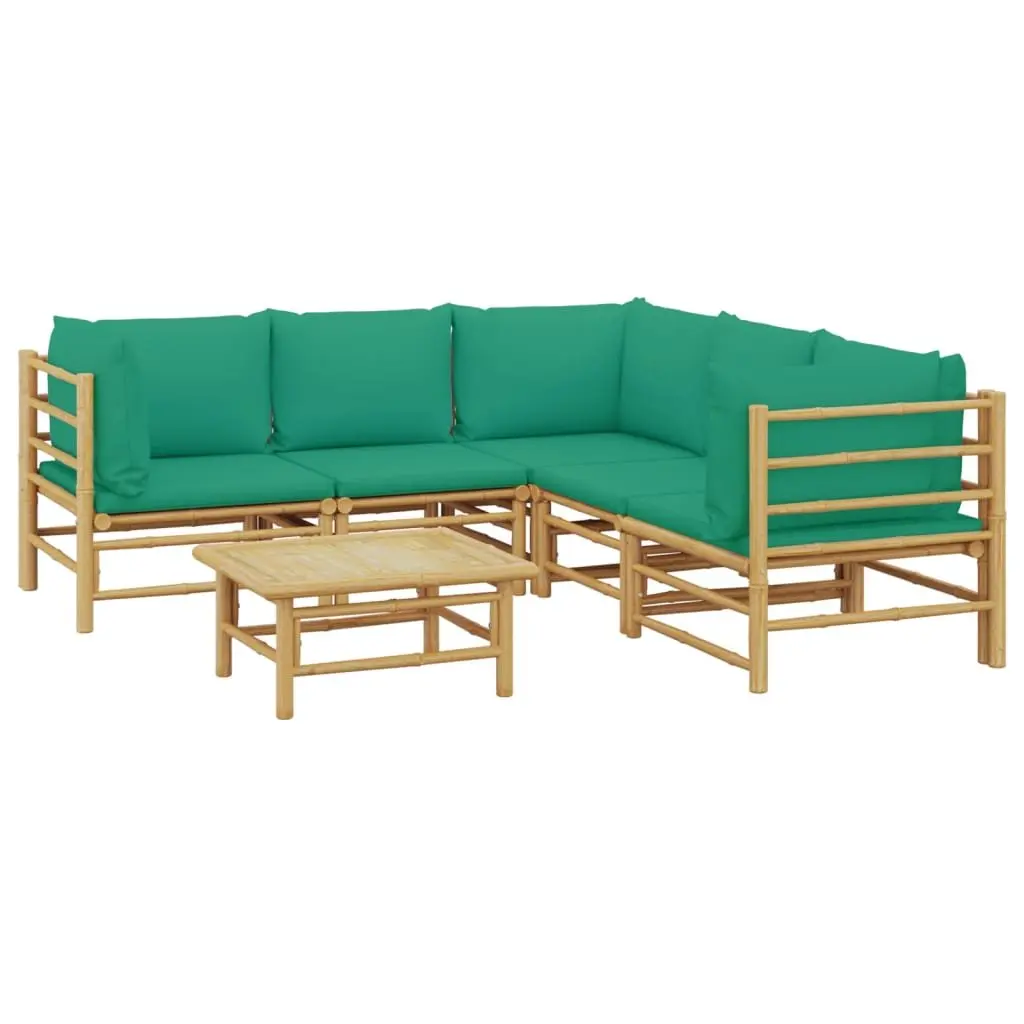 6 Piece Bamboo Garden Lounge Set Outdoor Furniture with Cushions Brown