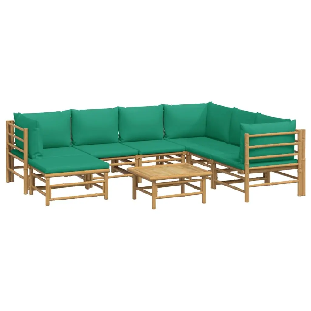 Bamboo Garden Lounge Set 8 Piece Outdoor Furniture with Cushions Brown