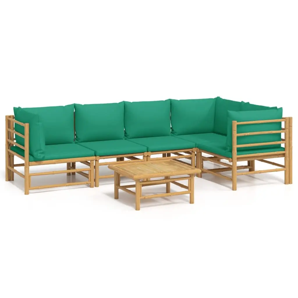 6 Piece Garden Lounge Set Outdoor Furniture Bamboo Sectional Sofa with Cushions