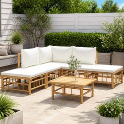 Concise 6 Piece Bamboo Lounge Set with Soft Cushions