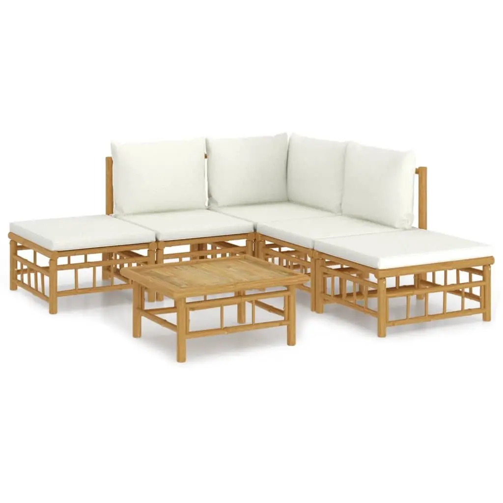 Garden Lounge Set Brown 6 Piece Bamboo Outdoor Furniture with Cushions