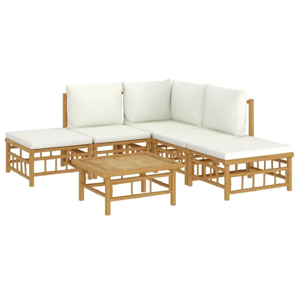 Garden Lounge Set Brown 6 Piece Bamboo Outdoor Furniture with Cushions