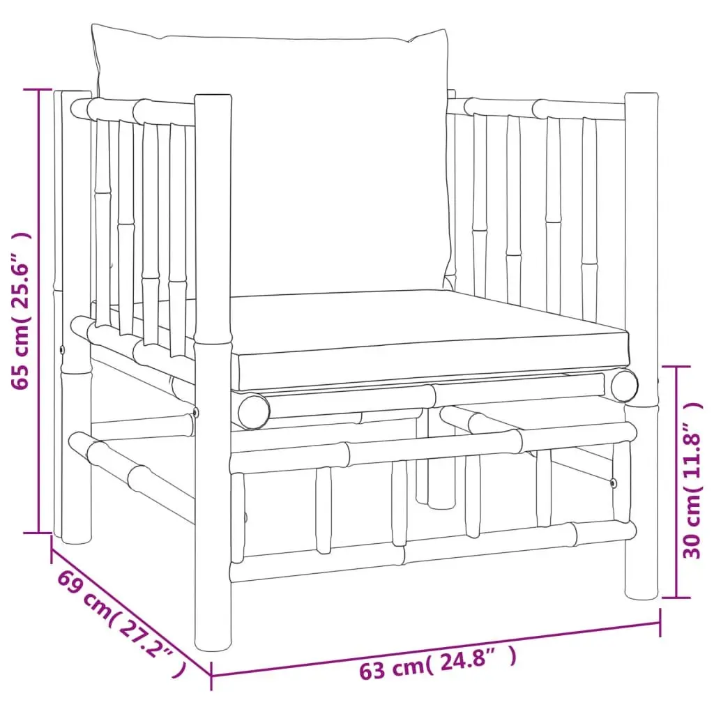 Garden Lounge Set Brown 6 Piece Bamboo Modular Outdoor Furniture with Cushions