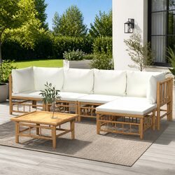 Concise 6-Piece Outdoor Bamboo Lounge Set