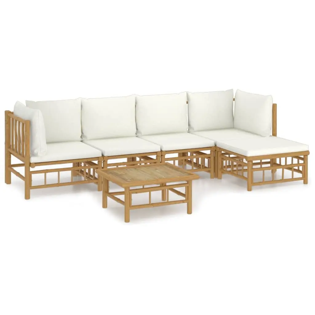 Garden Lounge Set 6 Piece Outdoor Furniture Bamboo Modular Sectional with