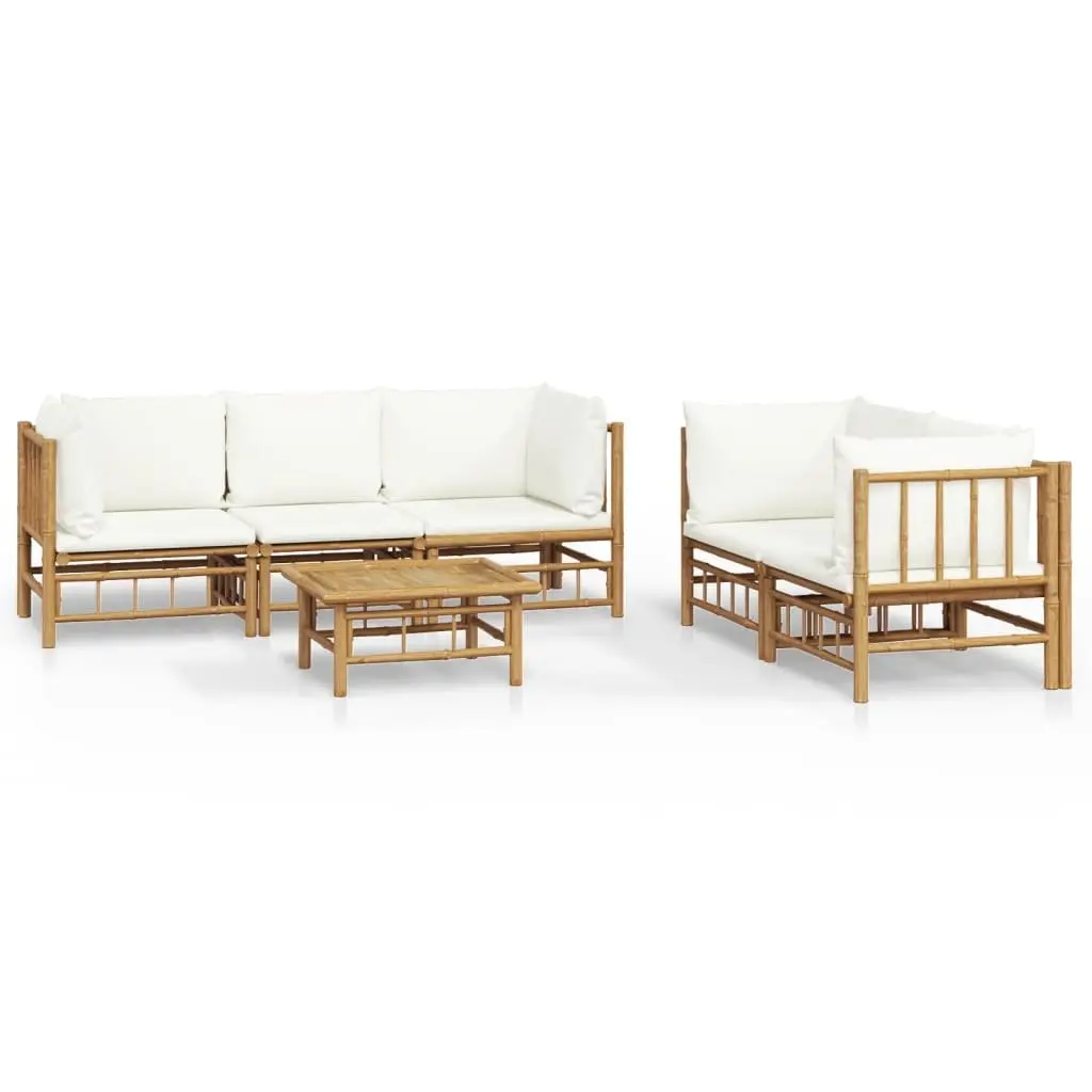 Garden Lounge Set Brown 6 Piece Bamboo Outdoor Furniture with Cushions